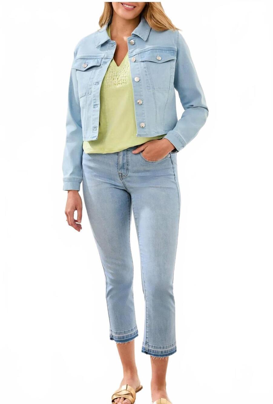 NEW TRIBAL cropped denim jacket with back pleats in blue charm